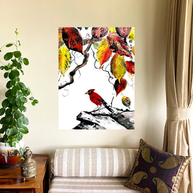 Chinese Bird in Autumn Canvas Print (Creator Uploaded)