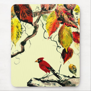 Chinese Bird in Autumn Mouse Mat