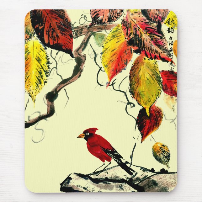 Chinese Bird in Autumn Mouse Mat (Front)