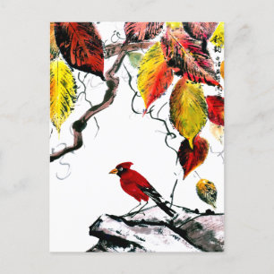 Chinese Bird in Autumn Postcard
