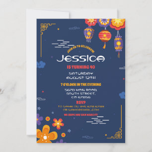 Chinese Birthday Party Restaurant Take Away Asian Invitation