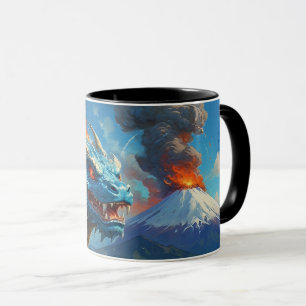 Chinese Blue Dragon and Volcano Mug