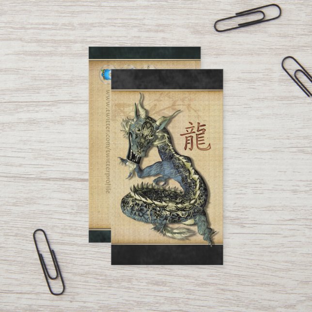 Chinese Blue Dragon Profile Cards (Front/Back In Situ)
