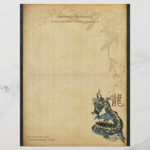 Chinese Blue Dragon Writing Paper Custom Letterhead