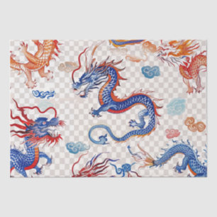 Chinese blue flying dragon medium tissue paper