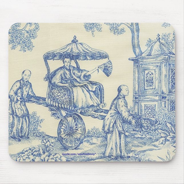 Chinese Blue Toile Mouse Mat (Front)