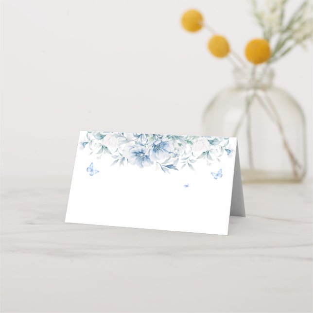 Chinese Blue & White Floral Wedding Place Card (Front)