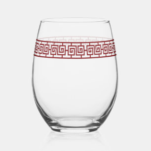 Chinese Border Stemless Wine Glass