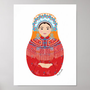 Chinese Bride Matryoshka Poster