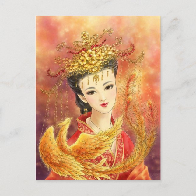 Chinese Bride with Phoenix Fantasy Postcard (Front)