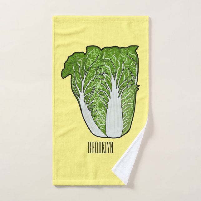 Chinese cabbage cartoon illustration  bath towel set (Hand Towel)