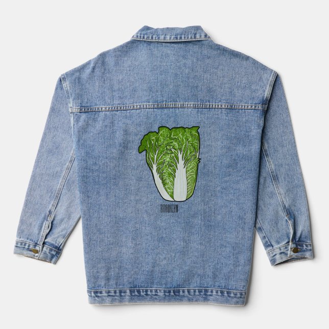 Chinese cabbage cartoon illustration  denim jacket (Back)