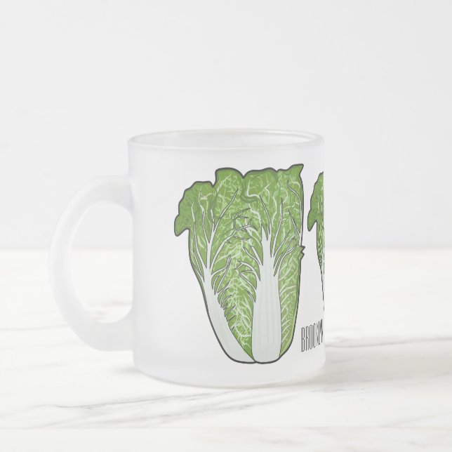Chinese cabbage cartoon illustration  frosted glass coffee mug (Left)