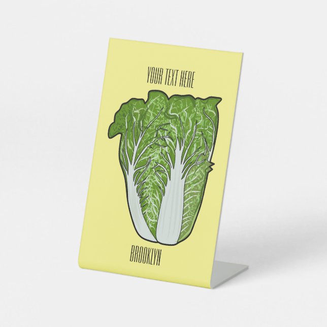 Chinese cabbage cartoon illustration  pedestal sign (Front)