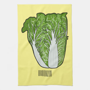 Chinese cabbage cartoon illustration  tea towel