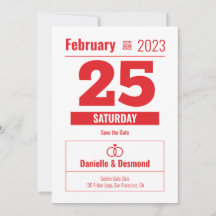Chinese calendar style save the date 