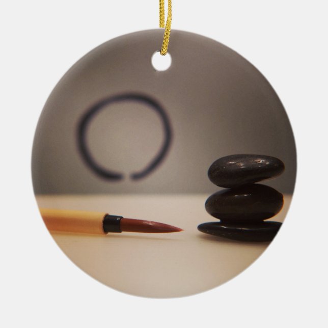 Chinese calligraphy with cairn stones ceramic tree decoration (Front)