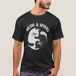 Chinese Cats Meow And Myang Yin Yang Cat T-Shirt