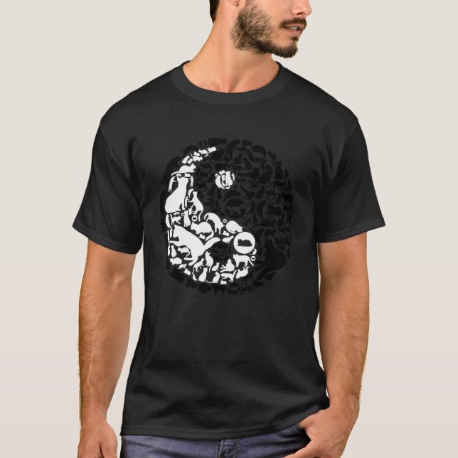 Chinese Cats Yin Yang Symbol Cat T-Shirt (Front)