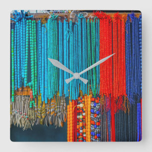 Chinese Ceramic Beads Beijing Square Wall Clock