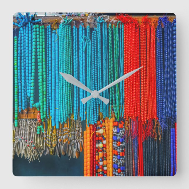 Chinese Ceramic Beads | Beijing Square Wall Clock (Front)