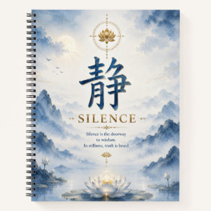 Chinese Character 静 Silence (Jing) Lotus Notebook