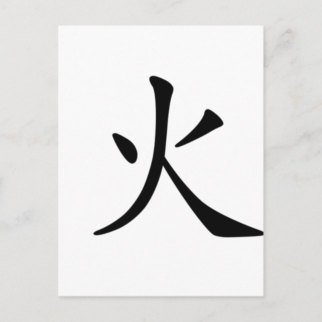 Chinese Character : huo, Meaning: fire Postcard (Front)