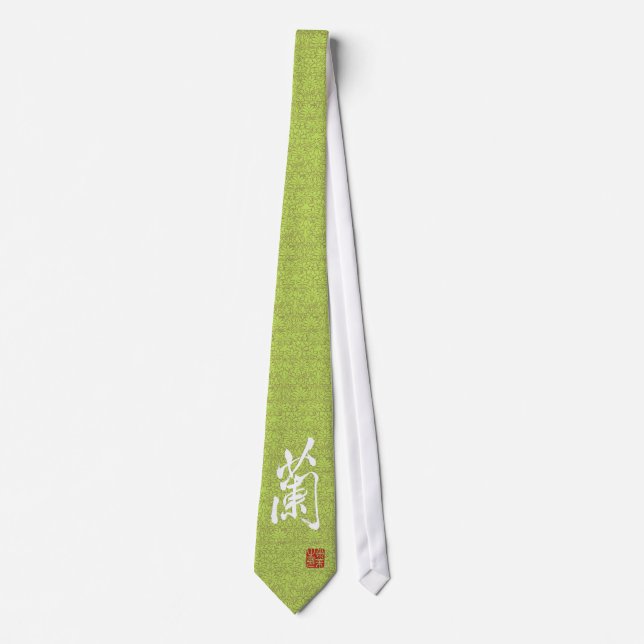 Chinese Character "Orchid" With Seal Tie (Front)