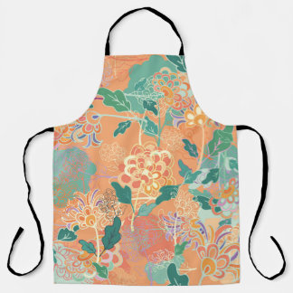 Chinese chrysanthemum: floral orange pattern. apron