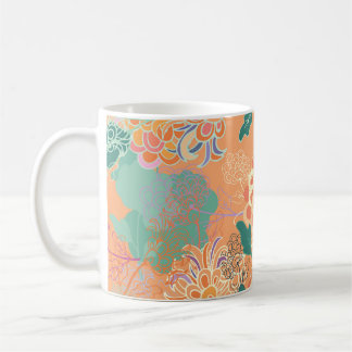 Chinese chrysanthemum: floral orange pattern. coffee mug