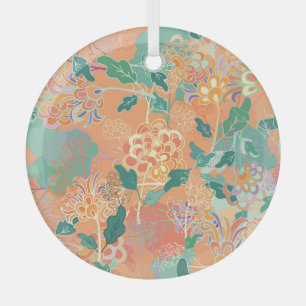 Chinese chrysanthemum: floral orange pattern. glass tree decoration