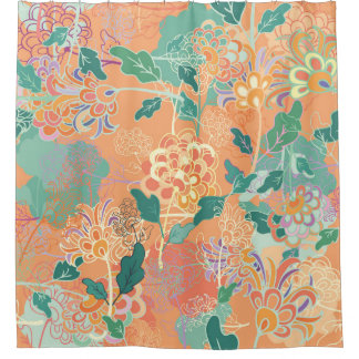 Chinese chrysanthemum: floral orange pattern. shower curtain