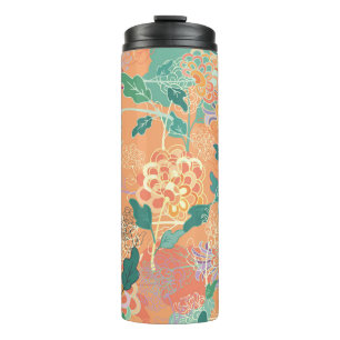 Chinese chrysanthemum: floral orange pattern. thermal tumbler