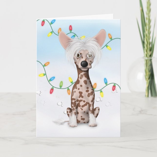 Chinese Crested 1 Christmas CR1 Holiday Card (Front)