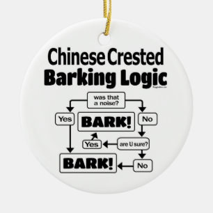 Chinese Crested Barking Logic Ceramic Tree Decoration