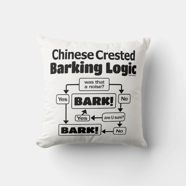 Chinese Crested Barking Logic Cushion (Front)