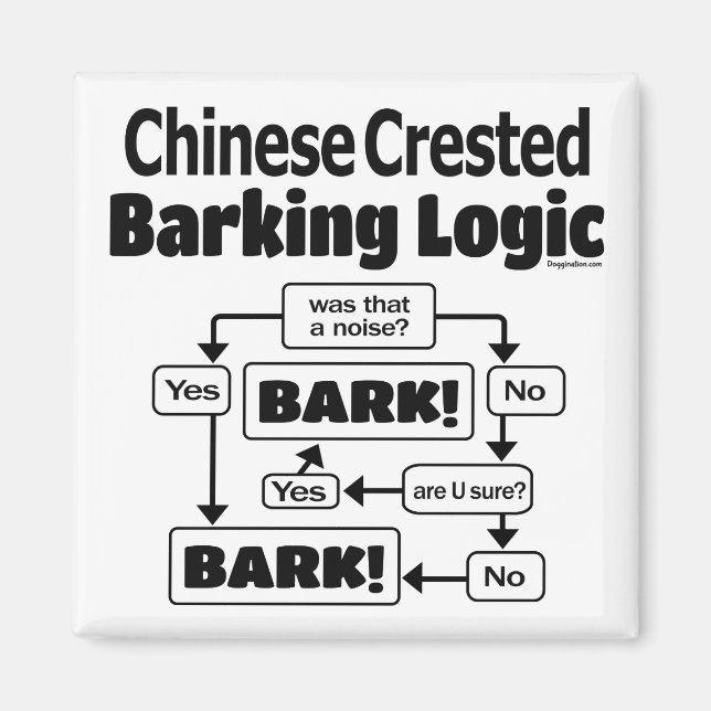 Chinese Crested Barking Logic Magnet (Front)