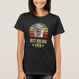 Chinese Crested Best Dog Dad Ever Retro Sunset T-Shirt