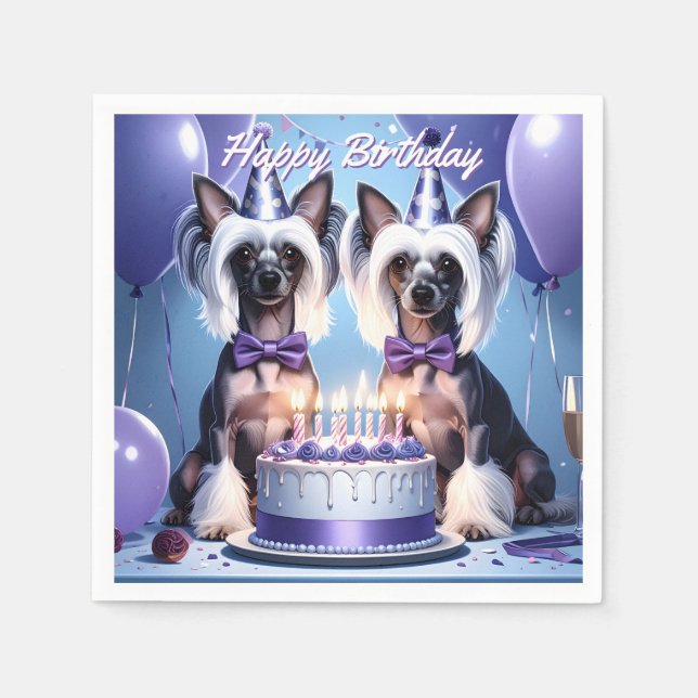 Chinese Crested Birthday Napkin (Front)
