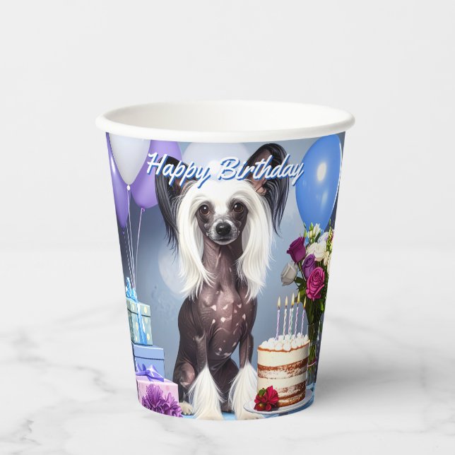 Chinese Crested Birthday Paper Cups (Front)