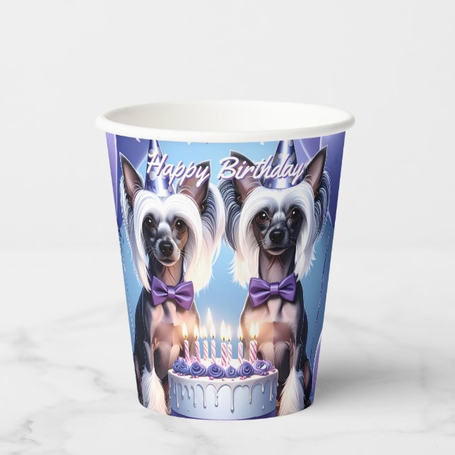Chinese Crested Birthday Paper Cups (Front)