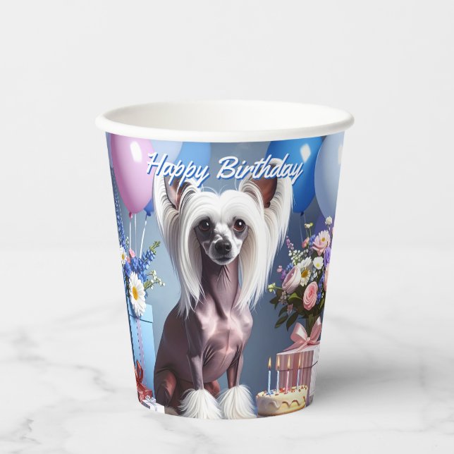 Chinese Crested Birthday Paper Cups (Front)
