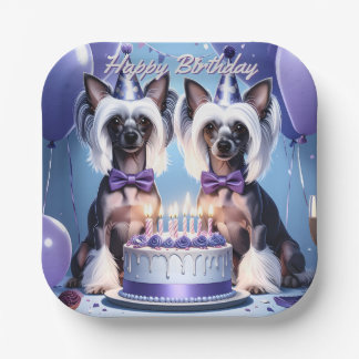 Chinese Crested Birthday Paper Plate