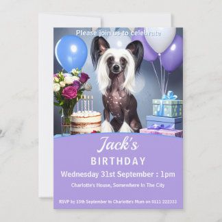 Chinese Crested Birthday Party Invitation