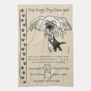 Chinese Crested Cartoon Dog Quotes Kitchen Towel