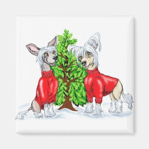 Chinese Crested Christmas Tree Magnet