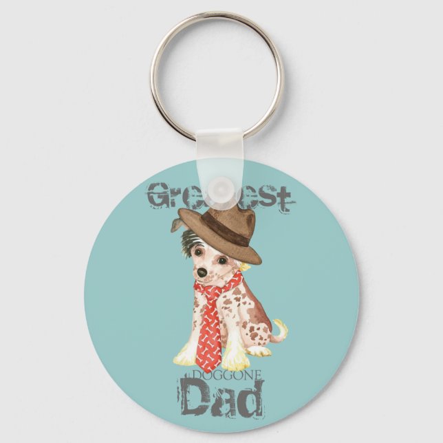 Chinese Crested Dad Key Ring (Front)