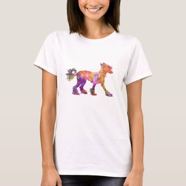 Chinese crested dog 01 in watercolor 2 T-Shirt (Front)