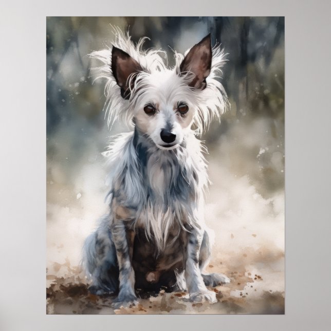 Chinese Crested Dog Art Print Poster (Front)