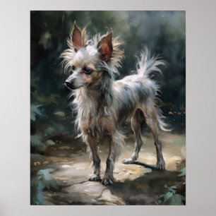 Chinese Crested Dog Art Print Poster